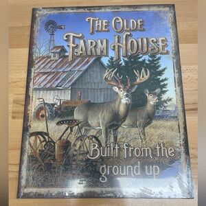 Whitetail Deer Farm House Metal Sign. 16”x12.5”. Hunting, Farm and Cabin Decor.